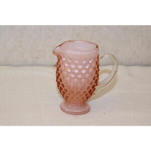 Vintage Unique Hobnail Overlay Rose Pink Creamer Jug